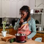 Malika Sani enjoying some vegan kitchen in her kitchen